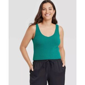 A New Day, Green V-Neck Sweater Vest Tank